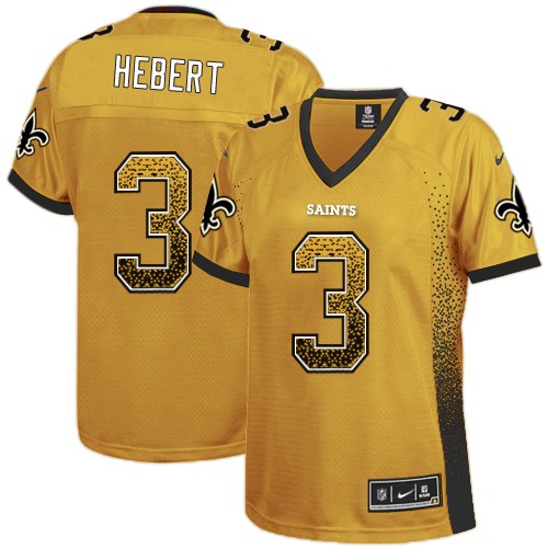 Women's Limited Bobby Hebert Nike Jersey Gold - #3 Drift Fashion NFL New Orleans Saints